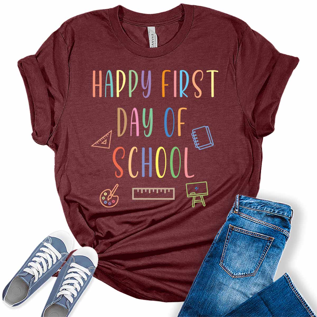 Happy First Day Of School Women's Teacher Graphic Tee