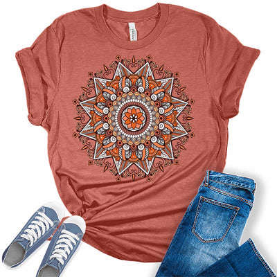 andala Shirt Casual Vintage Graphic Tees for Women Short Sleeve Plus Size Summer Tops