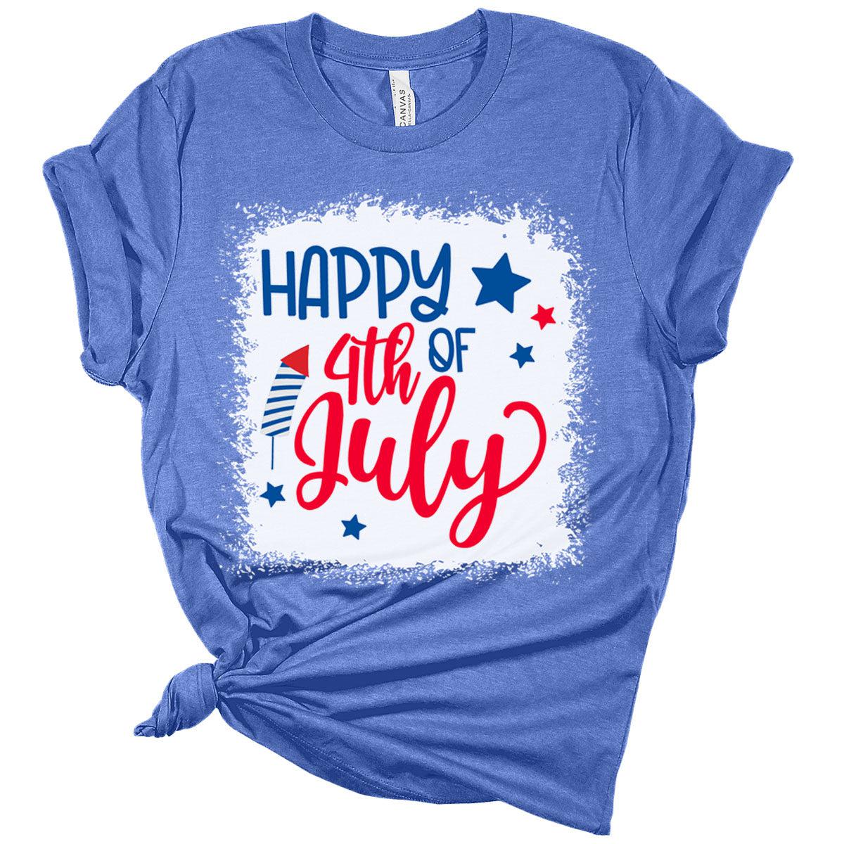 Happy 4th Of July Firework Bleach Women's Patriotic Graphic Tee