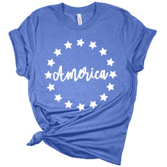 America Stars Patriotic Women's 4th Of July Graphic Tee