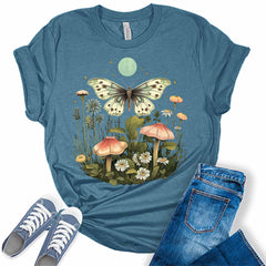 Aesthetic Cottagecore Moth Moon Mushroom Floral Women's Graphic Tee