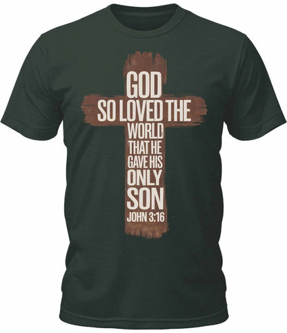 Mens John 3:16 Christian Cross Bible Graphic Tee Cool Premium Tshirt