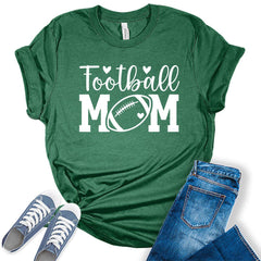 Football Mom Shirt Letter Print Heart Graphic Tees For Women
