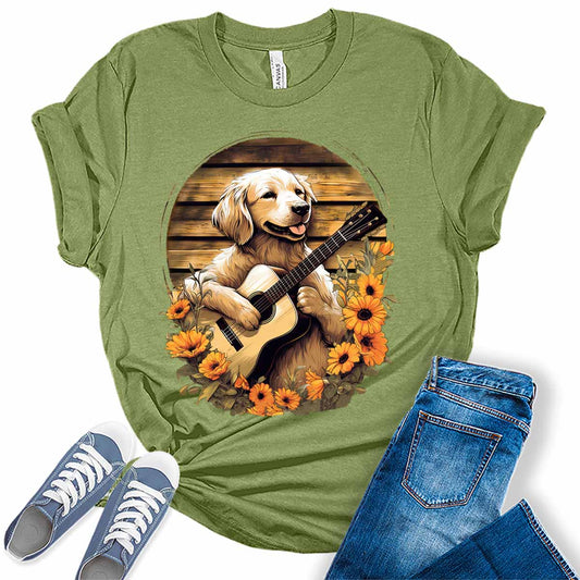 Womens Funny Golden Retriever Shirt Dog Lover Tshirts Cute Short Sleeve Bella Graphic Tees Casual Summer Tops