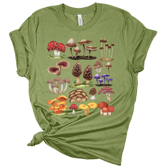 Mushroom Collage Shirt Cottagecore Tshirts Aesthetic Casual Bella Graphic Tees for Women