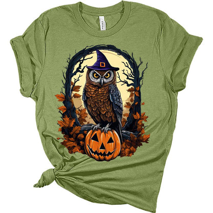 Halloween Owl Pumpkin Shirt for Women Fall Novelty Tshirt Graphic Casual Vintage Athletic Girls Tops