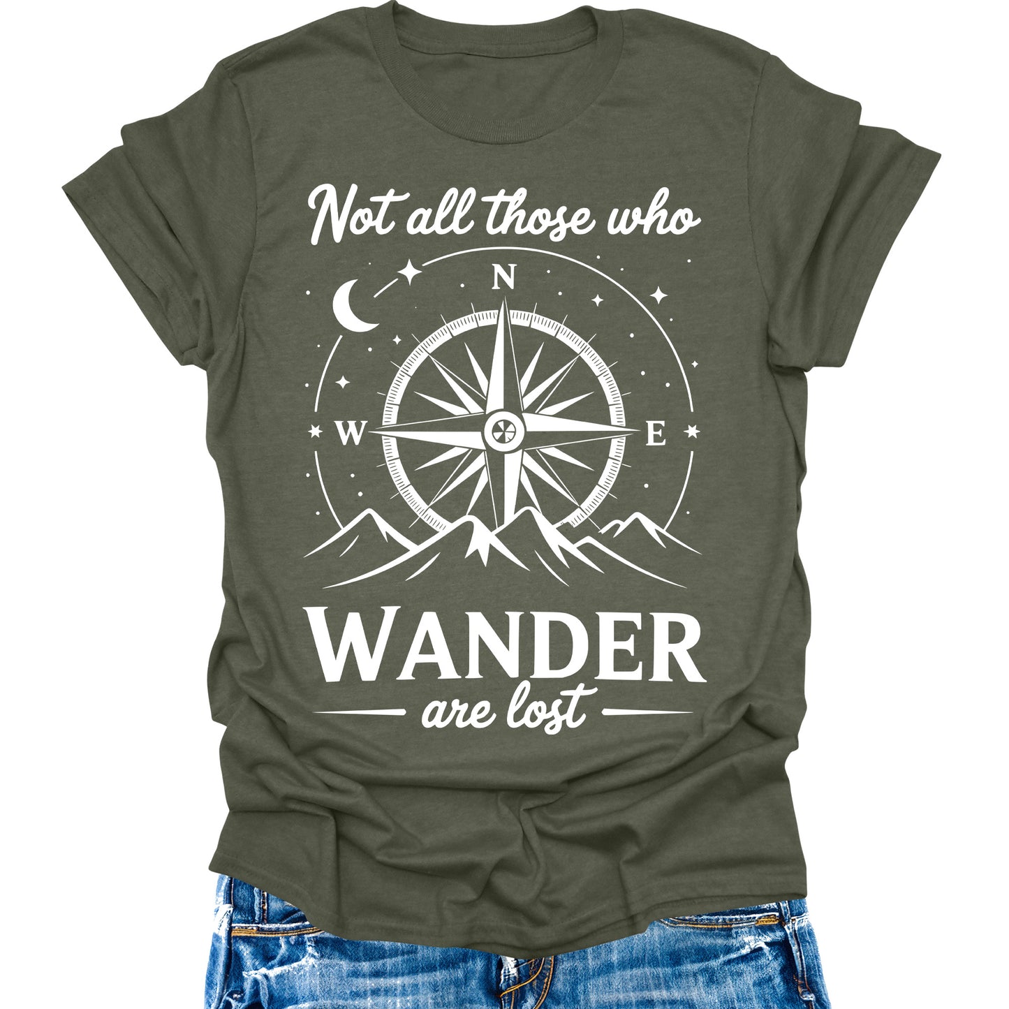 Not All Those Who Wander Are Lost Shirt Camping Hiking Tops Short Sleeve Womens Graphic Tees