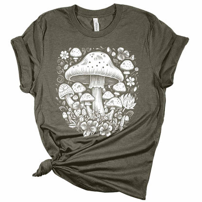 Aesthetic Mushroom Collage White Women's Graphic Tee