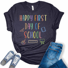 Happy First Day Of School Women's Teacher Graphic Tee