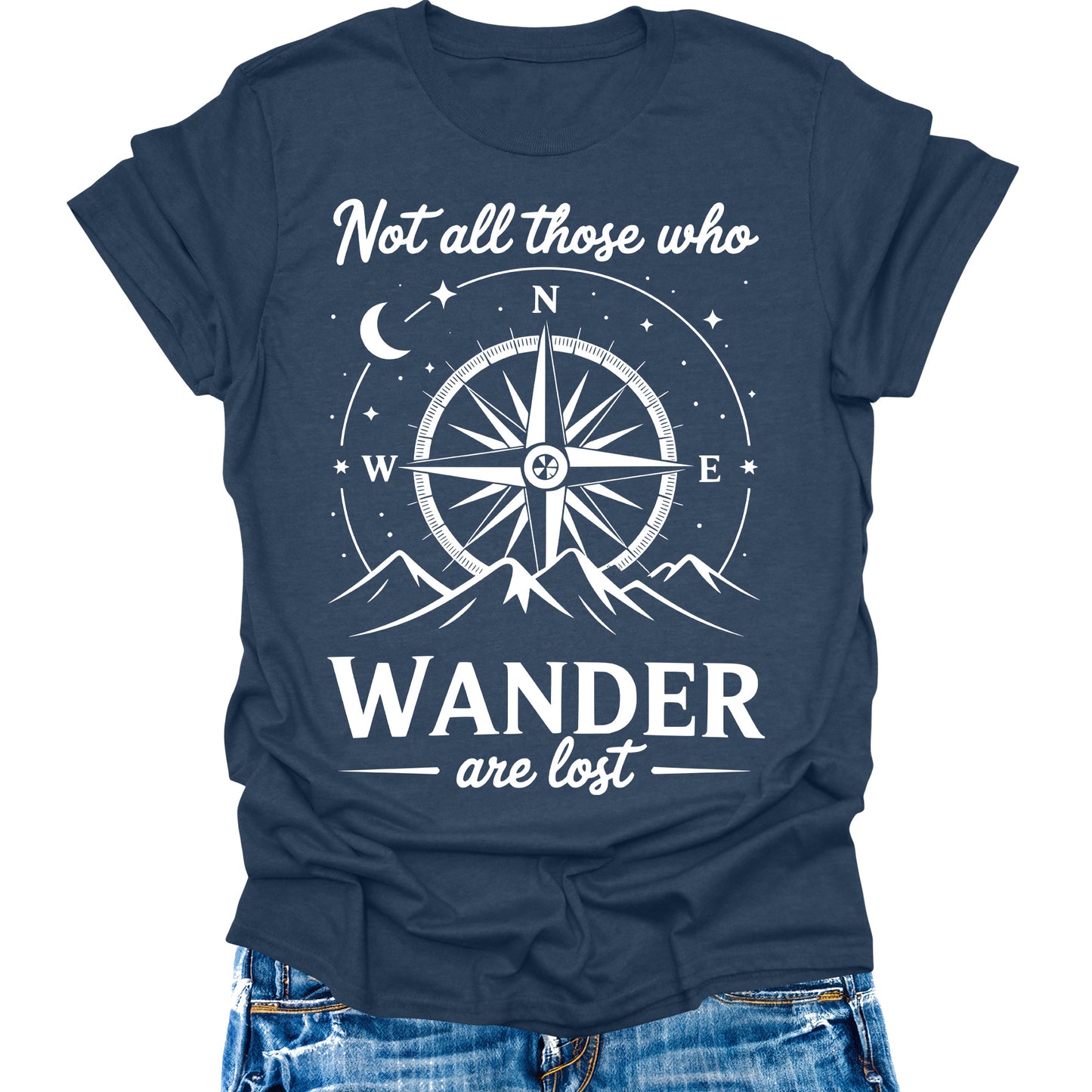 Not All Those Who Wander Are Lost Shirt Camping Hiking Tops Short Sleeve Womens Graphic Tees