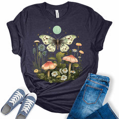 Aesthetic Cottagecore Moth Moon Mushroom Floral Women's Graphic Tee