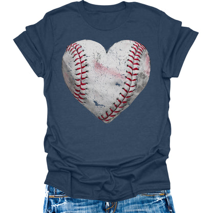 Baseball Shirts Women Baseball Mom Tshirt Baseball Heart Graphic Tee Game Day Gifts Funny Short Sleeve Tops