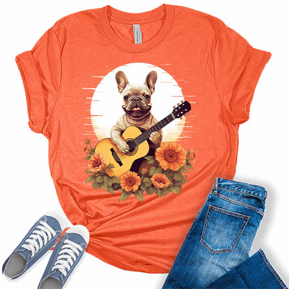 Womens Funny French Bulldog Shirt Dog Lover Tshirts Cute Short Sleeve Bella Graphic Tees Casual Summer Tops