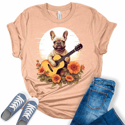 Womens Funny French Bulldog Shirt Dog Lover Tshirts Cute Short Sleeve Bella Graphic Tees Casual Summer Tops