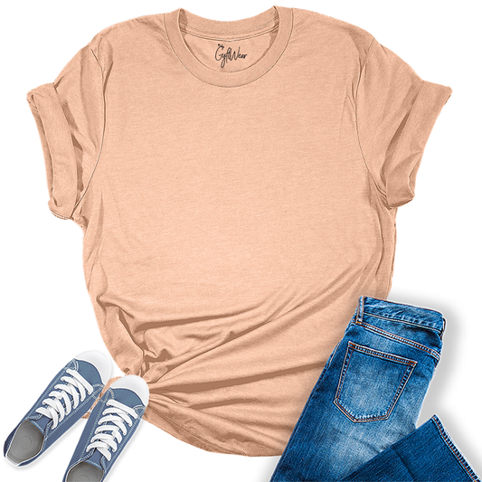 Womens Heather Peach T Shirts Premium Casual Short Sleeve Shirts Oversized Tops