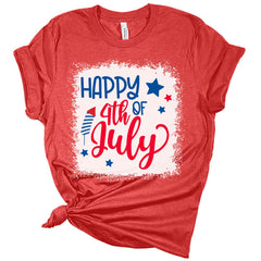 Happy 4th Of July Firework Bleach Women's Patriotic Graphic Tee