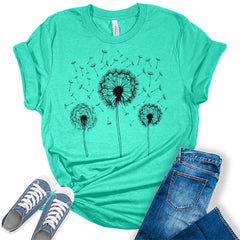 Dandelion Floral T Shirts Cute Womens Summer Tops Vintage Graphic Tees