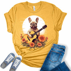 Womens Funny French Bulldog Shirt Dog Lover Tshirts Cute Short Sleeve Bella Graphic Tees Casual Summer Tops