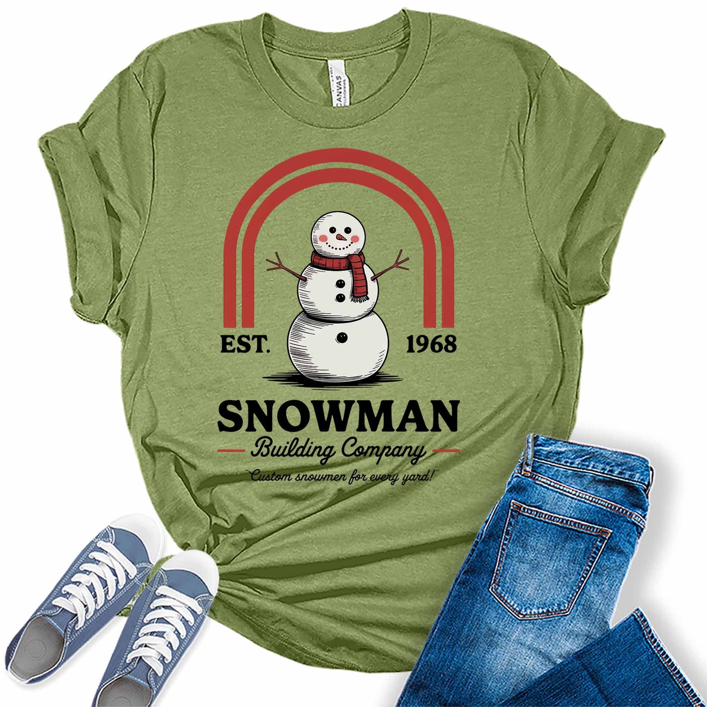 Women's Snowman Building Company Christmas Graphic Tees