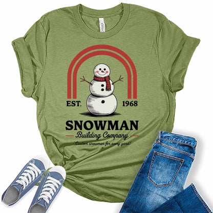 Women's Snowman Building Company Christmas Graphic Tees