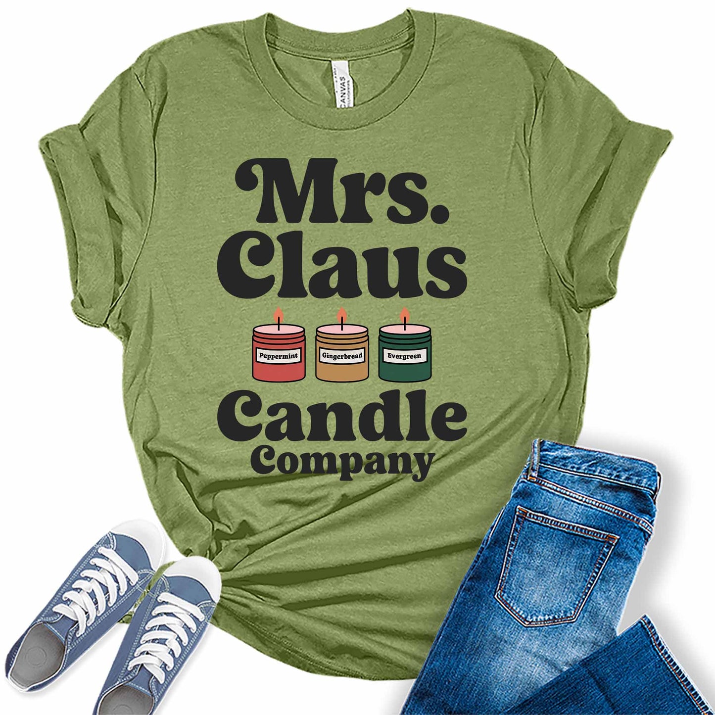 Women's Mrs. Claus Candle Christmas Graphic Tees