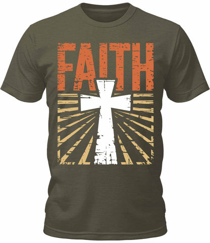 Men's Faith Christian Cross Retro Vintage Graphic Tee Cool Premium Tshirt