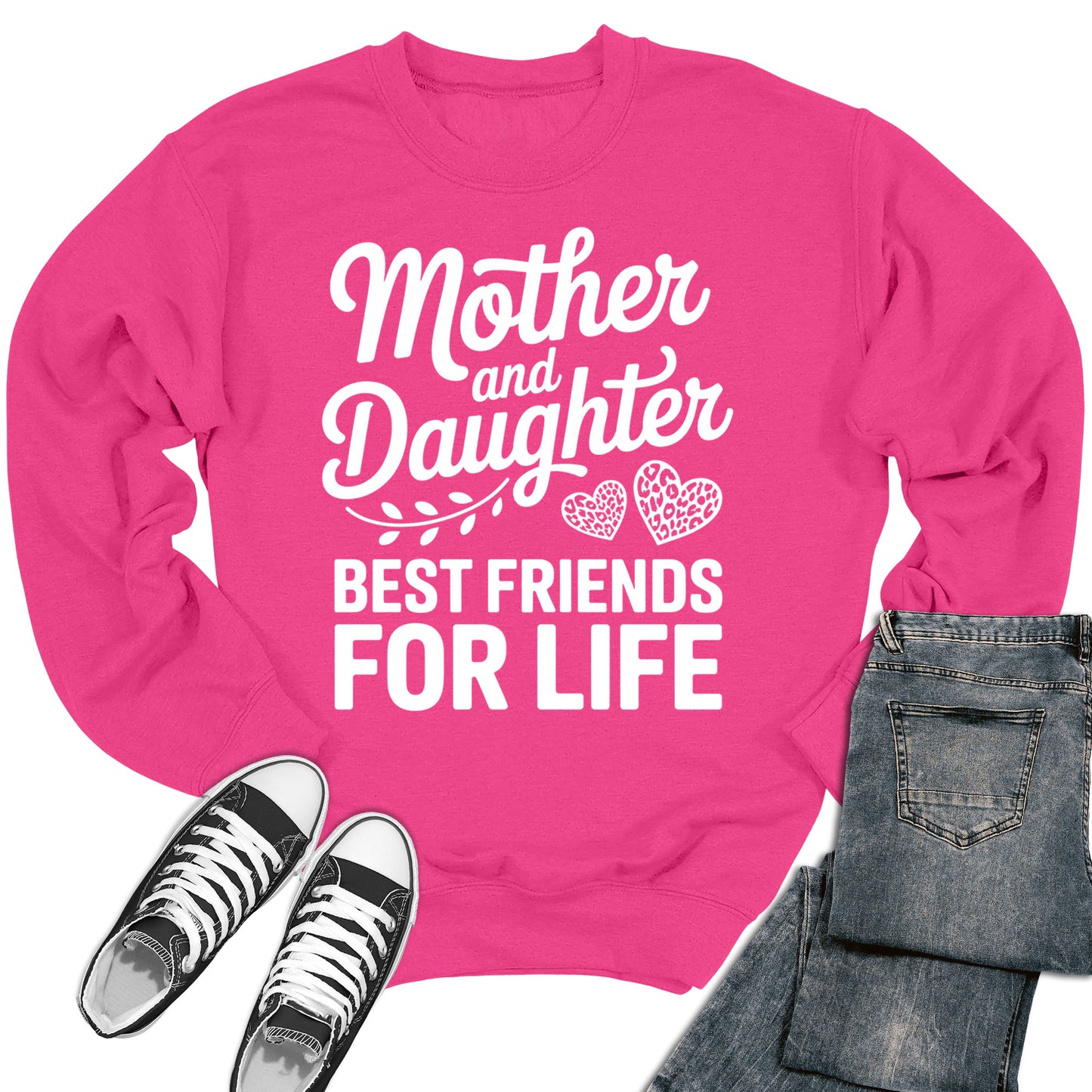 Mother & Daughter Best Friends Matching Gift Heavy Blend Crewneck Sweatshirt