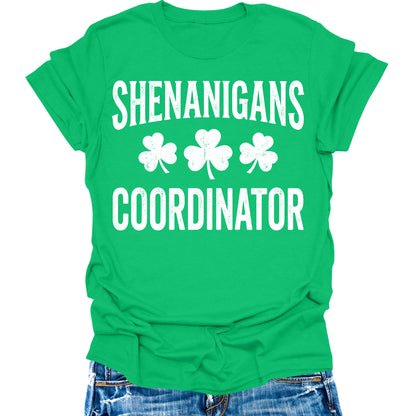 Shenanigans Coordinator St Patricks Day Shirts For Women Cute Irish Graphic Tee Short Sleeve Tops
