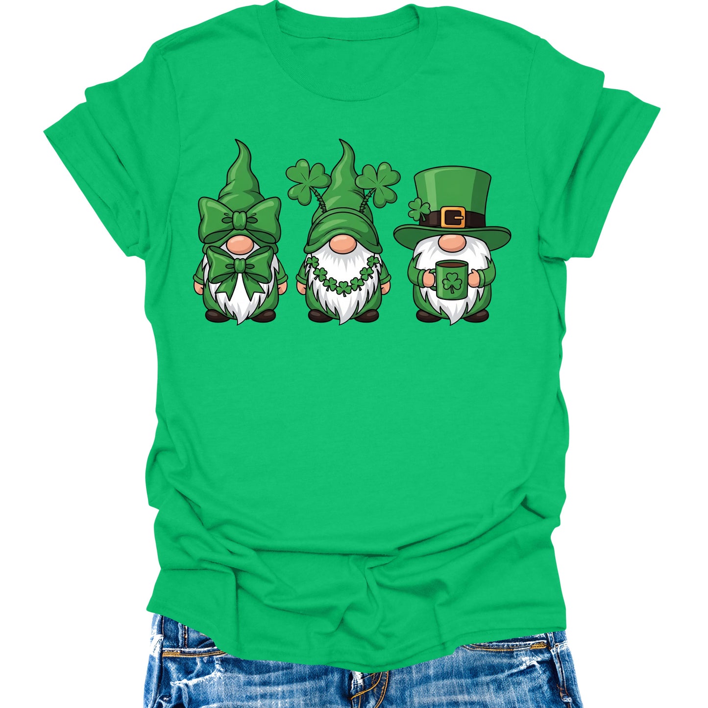 Gnomes St Patricks Day Shirts For Women Cute Irish Graphic Tee Short Sleeve Tops