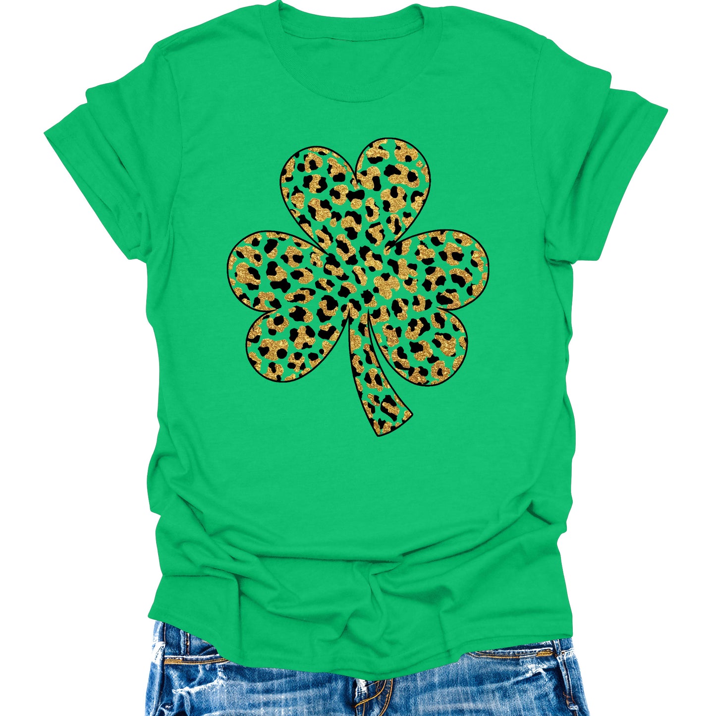 St Patrick's Day Shamrock Irish Green Clover Glitter Print Women's T-Shirt
