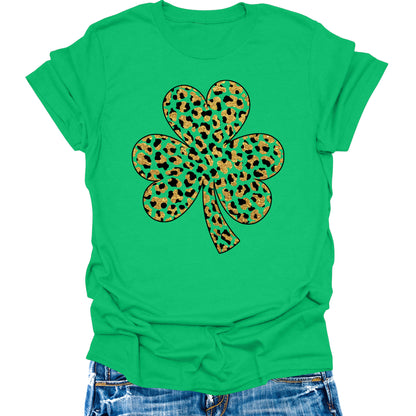 St Patrick's Day Shamrock Irish Green Clover Glitter Print Women's T-Shirt