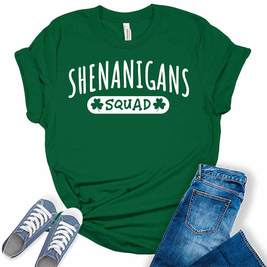 Shenanigans Squad T Shirt St Patricks Day Shirt Womens Shamrock Graphic Tees