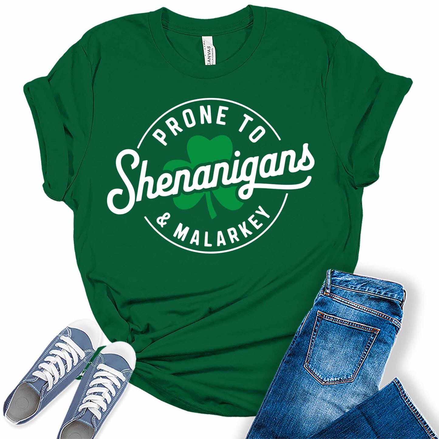 Women's St. Patrick's Day Prone To Shenanigans And Malarkey Graphic Tees