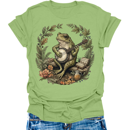 Women's Frog Shirts Cottagecore Banjo Graphic Tees