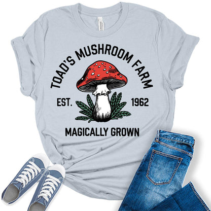 Womens Toads Mushroom Farm Graphic Tees