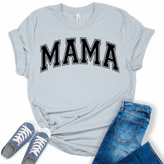 Mama Shirt Cute Letter Print T Shirt Summer Graphic Tees for Women