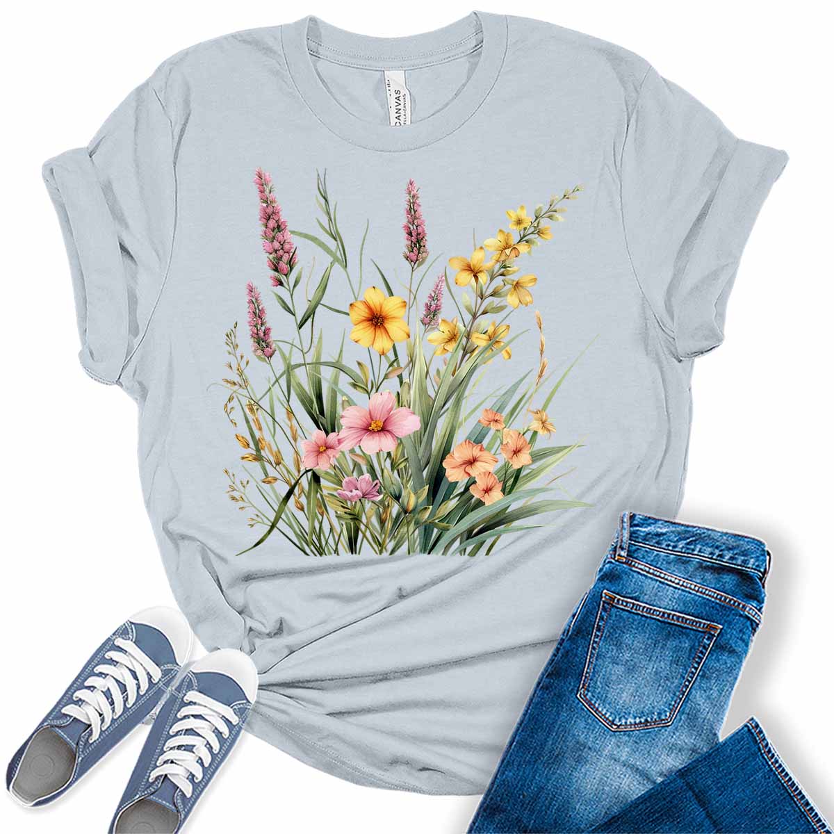 Spring Floral Collage Womens Graphic Tees