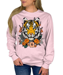 Women's Tiger Floral Graphic Long Sleeve T-Shirt