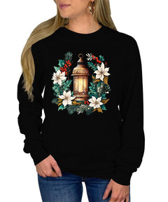 Winter Floral Lantern Christmas Women's Long Sleeve T-Shirt