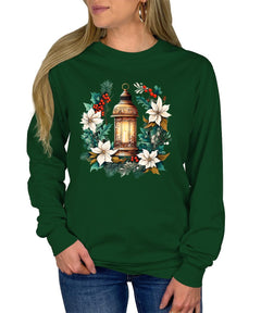 Winter Floral Lantern Christmas Women's Long Sleeve T-Shirt