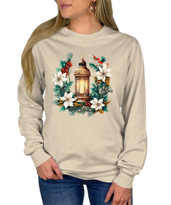 Winter Floral Lantern Christmas Women's Long Sleeve T-Shirt