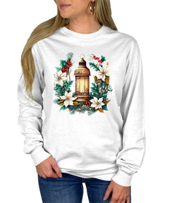 Winter Floral Lantern Christmas Women's Long Sleeve T-Shirt