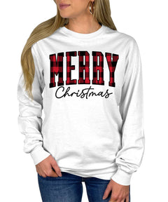Merry Christmas Plaid Xmas Long Sleeves