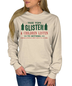 Tree Tops Glisten & Children Listen Christmas Women's Long Sleeve