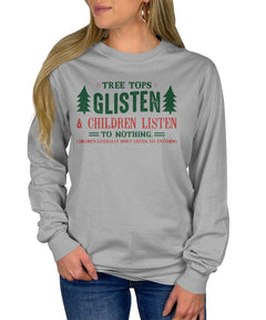 Tree Tops Glisten & Children Listen Christmas Women's Long Sleeve