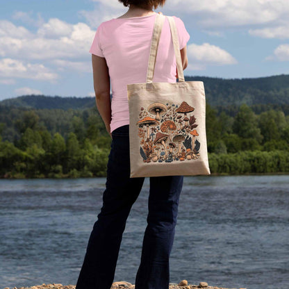 Cottagecore Mushroom Collage Tote Bag