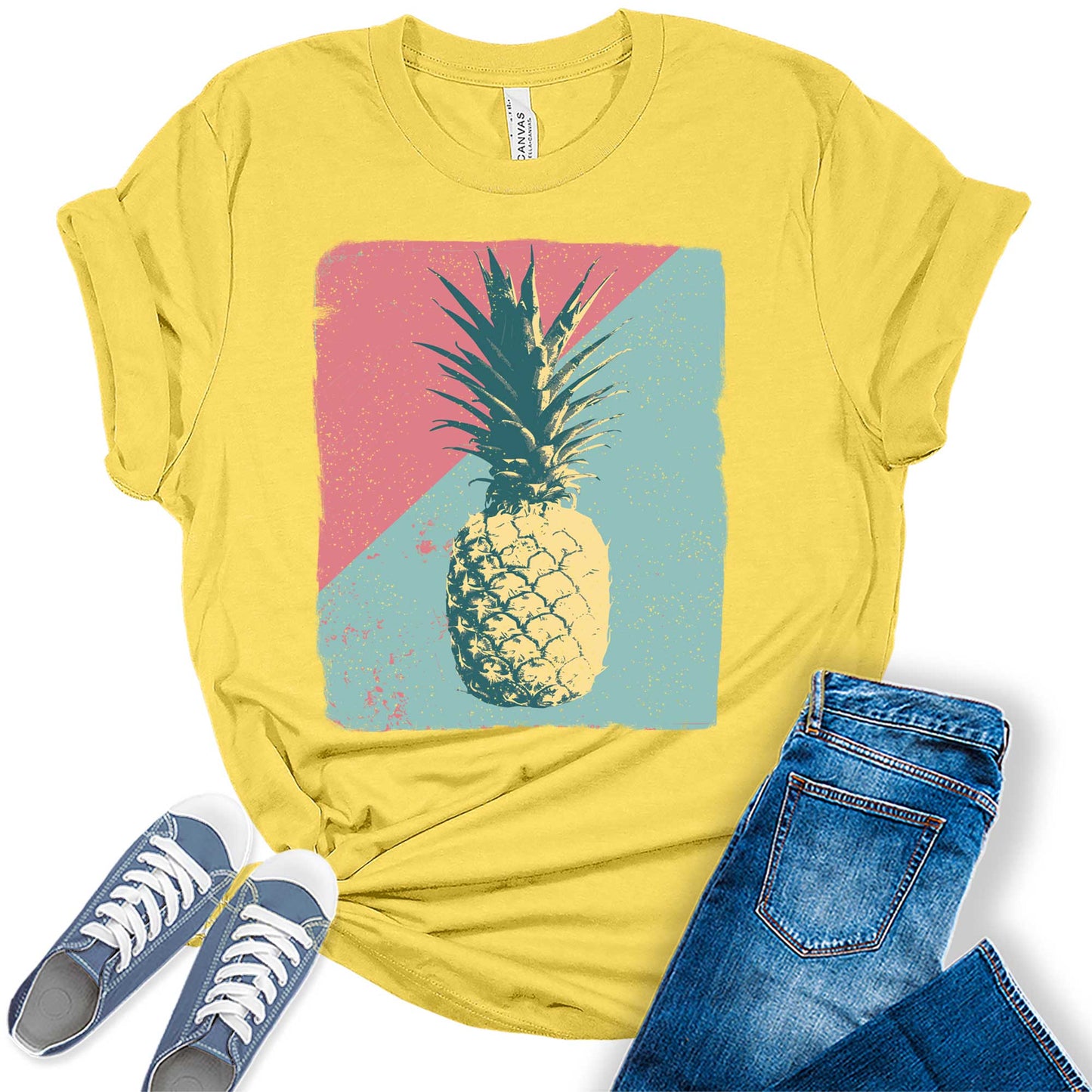 Summer Tropical Pineapple Graphic Tees For Women