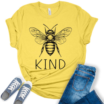 Women's Be Kind Shirt Short Sleeve Funny Graphic Tshirts Cute Tops Teacher Tees