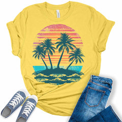 Womens Summer Tops Vintage Beach Shirts Trendy Plus Size Graphic Tees