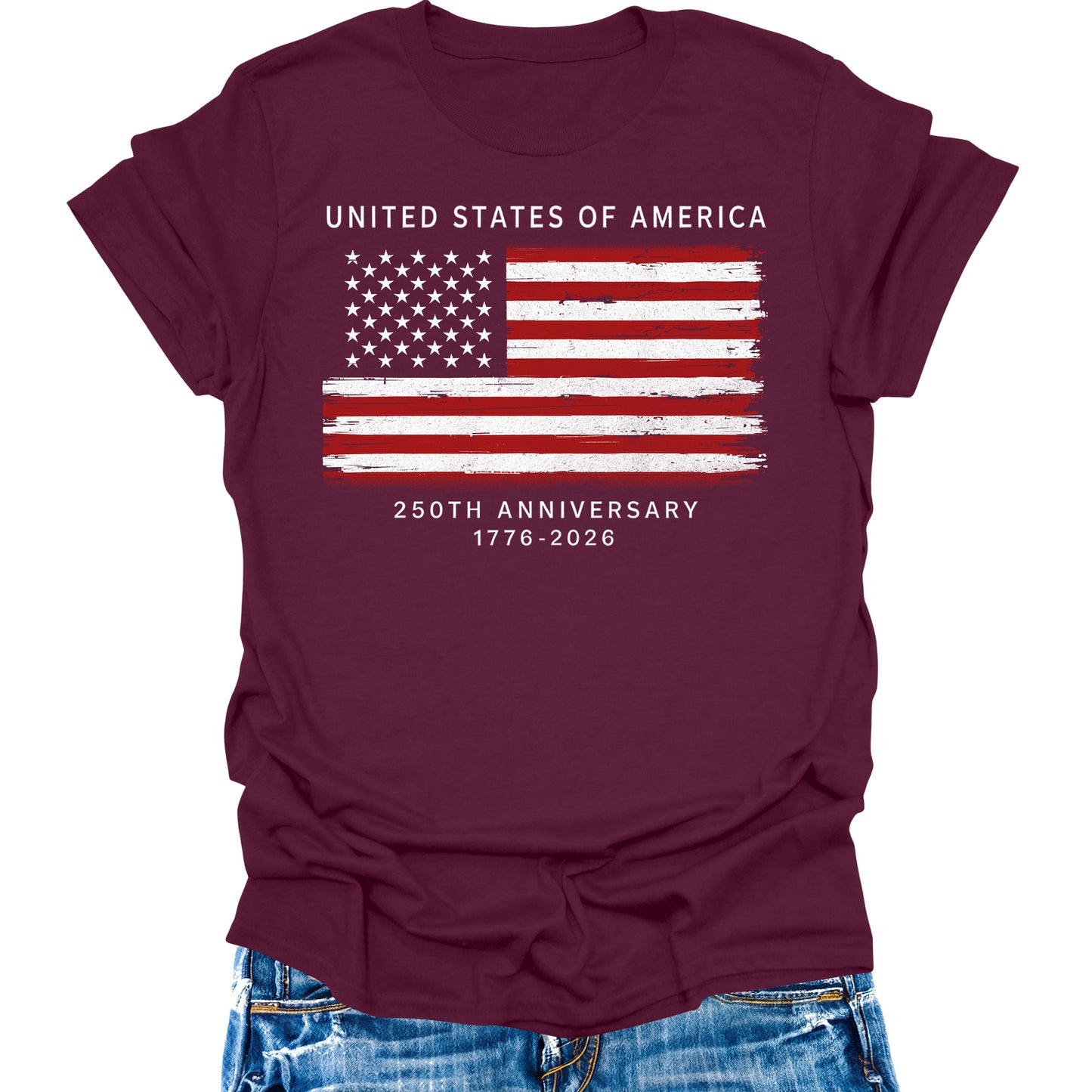 Women's 250 Anniversary USA Shirt Patriotic Crewneck Pullover Tops Short Sleeve T Shirt America Graphic Tee
